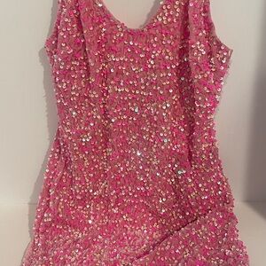 Pink Sequin Mini Dress